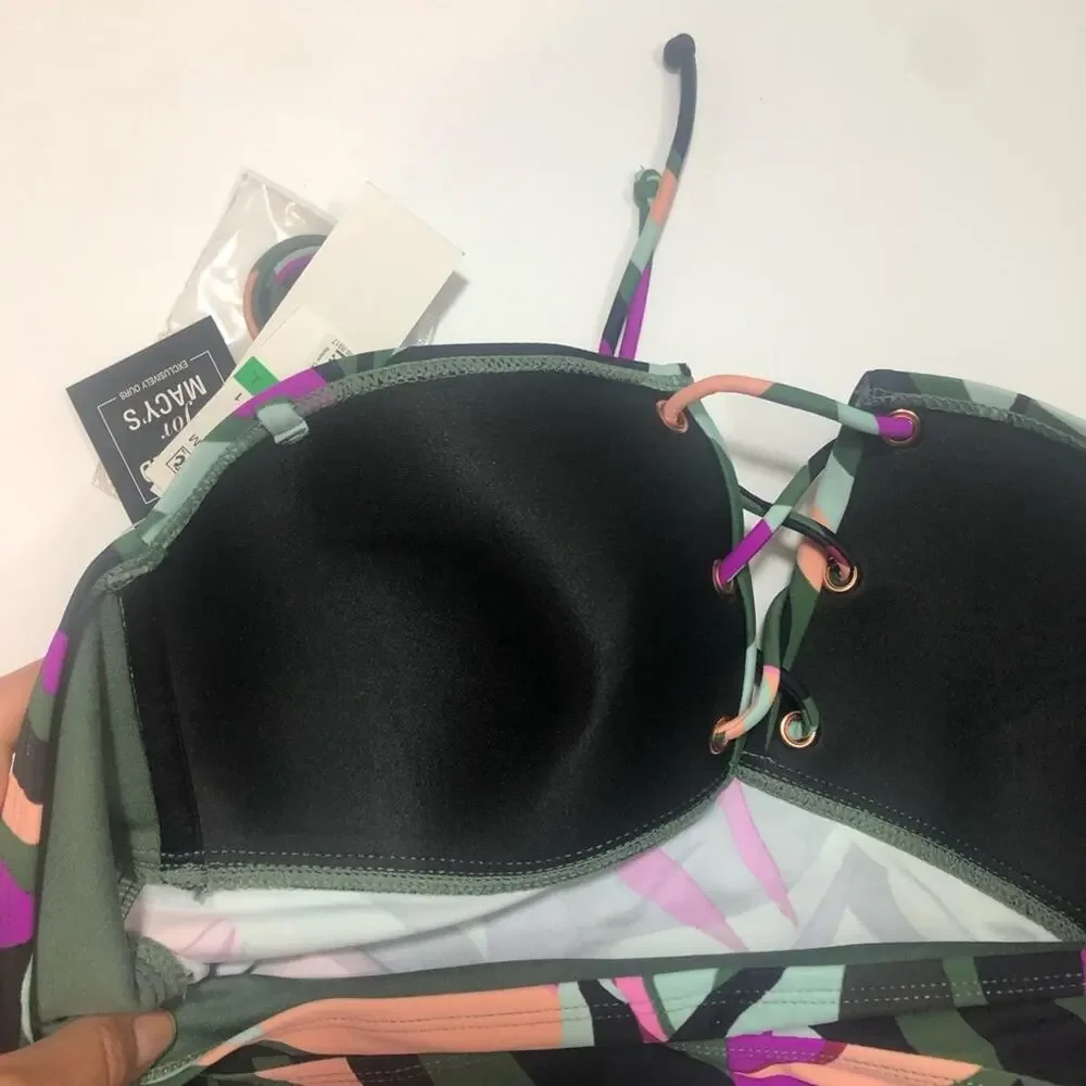 Hula Honey OLIVE MULTI Hyper Tankini Swim Top